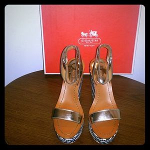 Coach Gemma Silver & Blue wedge sandal